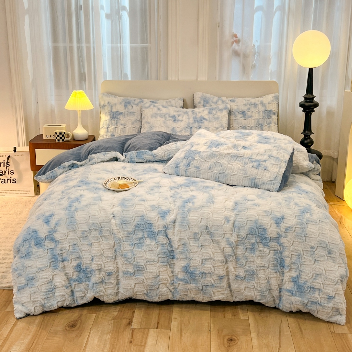 91家纺网 家纺一手货源 找家纺 （总）2025年新款 高克重 兔毛绒 牛奶绒四件套 直播首选-菱格系列