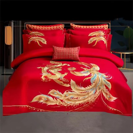 91家纺网 家纺一手货源 找家纺 梦丝语家纺婚庆四件套五件套六件套八件套10件套百支提花原版