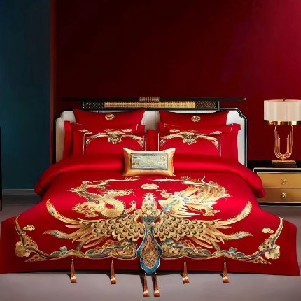 91家纺网 家纺一手货源 找家纺 梦丝语家纺婚庆四件套五件套六件套八件套10件套百支提花原版