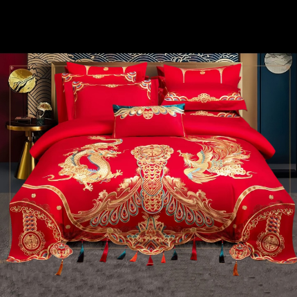 91家纺网 家纺一手货源 找家纺 梦丝语家纺婚庆四件套五件套六件套八件套10件套百支提花原版