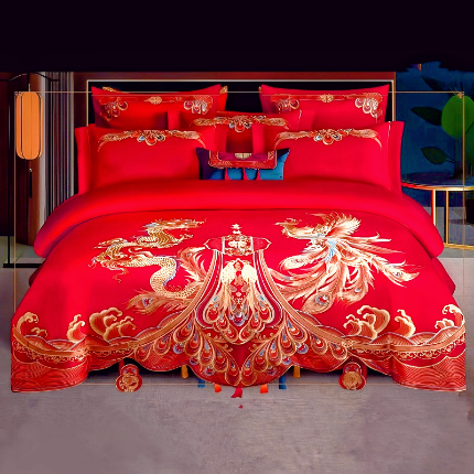 （总）梦丝语家纺婚庆四件套五件套六件套八件套10件套百支提花原版