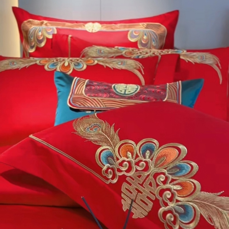 91家纺网 家纺一手货源 找家纺 梦丝语家纺婚庆四件套五件套六件套八件套10件套百支提花原版