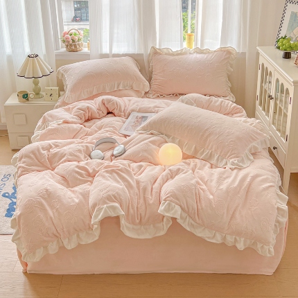 91家纺网 家纺一手货源 找家纺 （总）焱博家纺 2025新款韩版牛奶绒四件套（风格二）