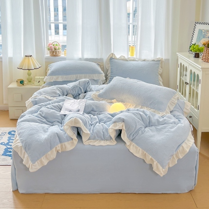 91家纺网 家纺一手货源 找家纺 （总）焱博家纺 2025新款韩版牛奶绒四件套（风格二）