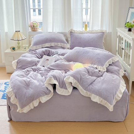 91家纺网 家纺一手货源 找家纺 （总）焱博家纺 2025新款韩版牛奶绒四件套（风格二）