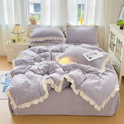 91家纺网 家纺一手货源 找家纺 （总）焱博家纺 2025新款韩版牛奶绒四件套（风格二）