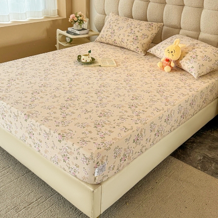 91家纺网 家纺一手货源 找家纺 （总）云感皱皱纱双层纱单床笠 A类印花水洗棉学生床罩床垫保护套单品三件套