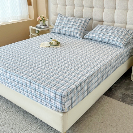 91家纺网 家纺一手货源 找家纺 （总）云感皱皱纱双层纱单床笠 A类印花水洗棉学生床罩床垫保护套单品三件套