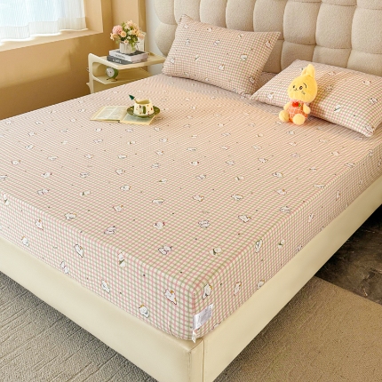 91家纺网 家纺一手货源 找家纺 （总）云感皱皱纱双层纱单床笠 A类印花水洗棉学生床罩床垫保护套单品三件套