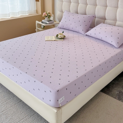 91家纺网 家纺一手货源 找家纺 （总）云感皱皱纱双层纱单床笠 A类印花水洗棉学生床罩床垫保护套单品三件套