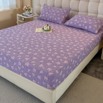 91家纺网 家纺一手货源 找家纺 （总）云感皱皱纱双层纱单床笠 A类印花水洗棉学生床罩床垫保护套单品三件套