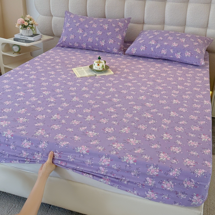 91家纺网 家纺一手货源 找家纺 （总）云感皱皱纱双层纱单床笠 A类印花水洗棉学生床罩床垫保护套单品三件套