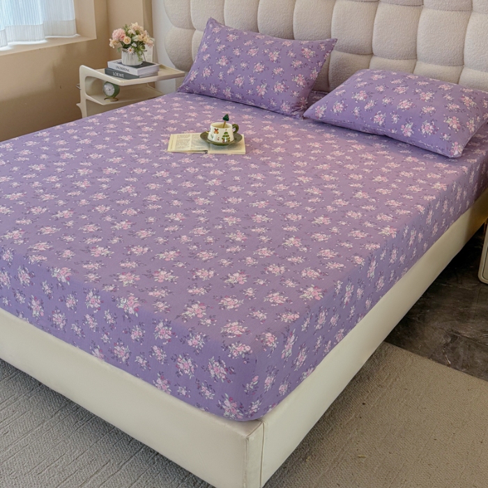 91家纺网 家纺一手货源 找家纺 （总）云感皱皱纱双层纱单床笠 A类印花水洗棉学生床罩床垫保护套单品三件套