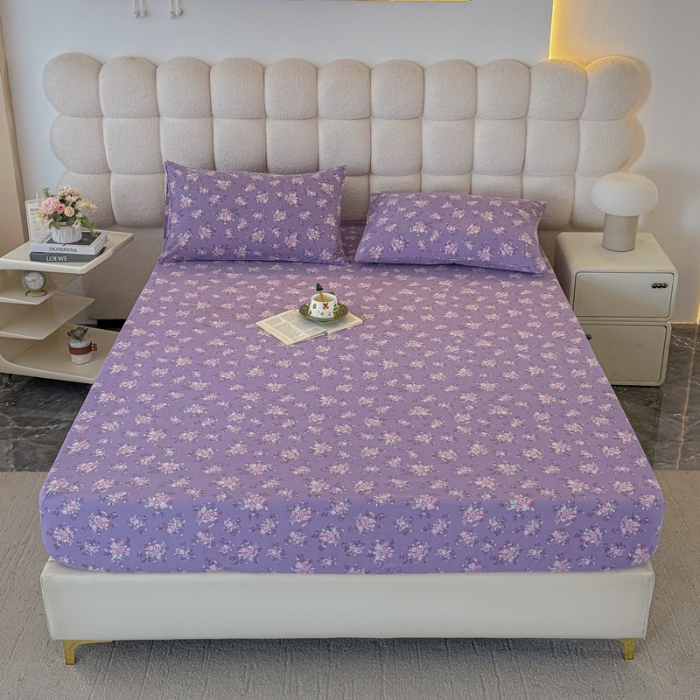 91家纺网 家纺一手货源 找家纺 （总）云感皱皱纱双层纱单床笠 A类印花水洗棉学生床罩床垫保护套单品三件套