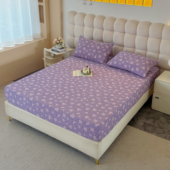 91家纺网 家纺一手货源 找家纺 （总）云感皱皱纱双层纱单床笠 A类印花水洗棉学生床罩床垫保护套单品三件套