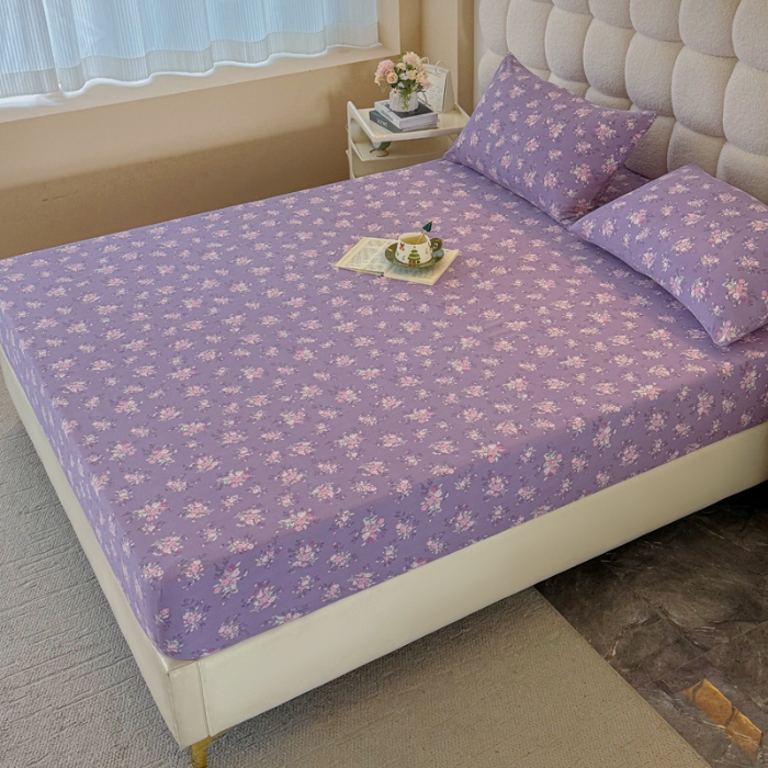 91家纺网 家纺一手货源 找家纺 （总）云感皱皱纱双层纱单床笠 A类印花水洗棉学生床罩床垫保护套单品三件套