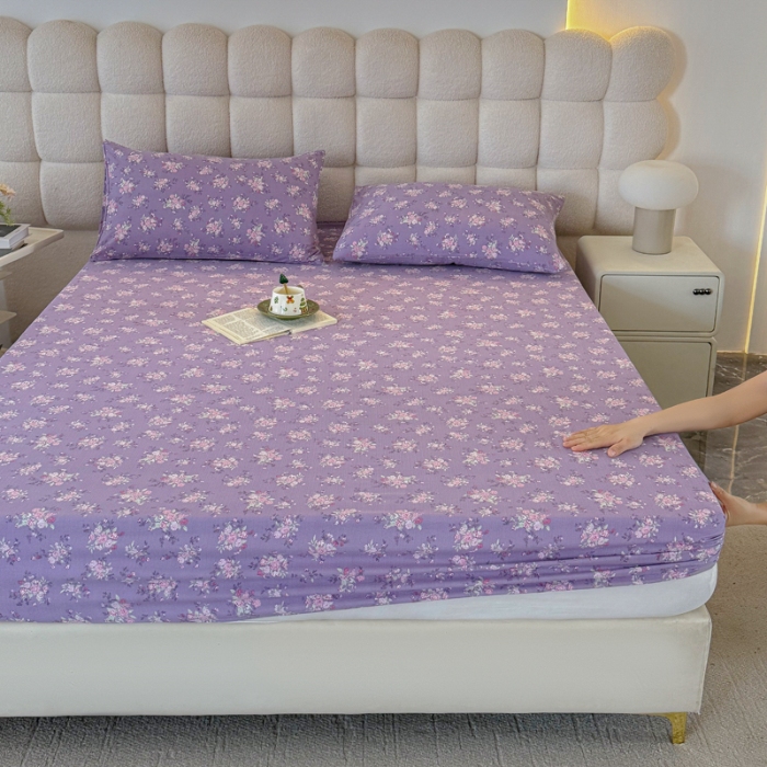 91家纺网 家纺一手货源 找家纺 （总）云感皱皱纱双层纱单床笠 A类印花水洗棉学生床罩床垫保护套单品三件套