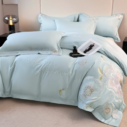 91家纺网 家纺一手货源 找家纺 （总）2025新款A类全棉纯棉长绒棉刺绣简约套件-春