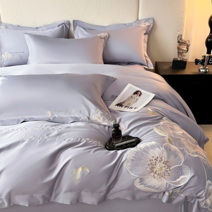 91家纺网 家纺一手货源 找家纺 （总）2025新款A类全棉纯棉长绒棉刺绣简约套件-春