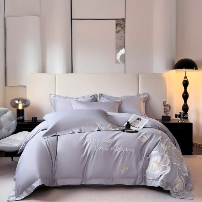 91家纺网 家纺一手货源 找家纺 （总）2025新款A类全棉纯棉长绒棉刺绣简约套件-春