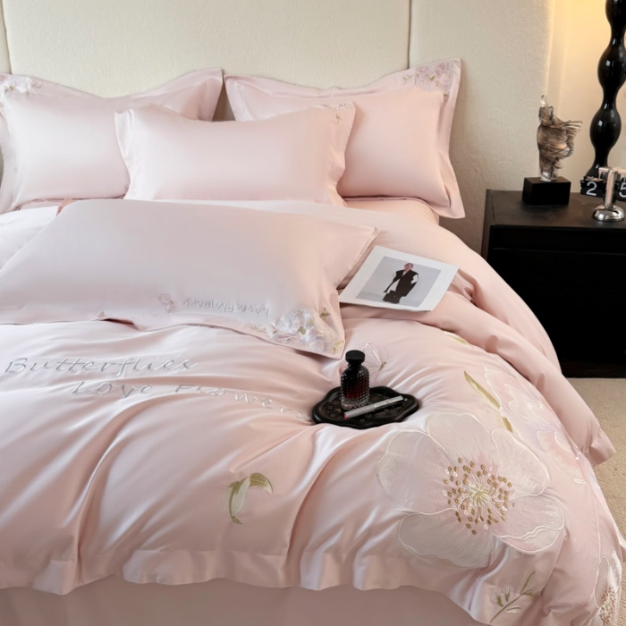 91家纺网 家纺一手货源 找家纺 （总）2025新款A类全棉纯棉长绒棉刺绣简约套件-春