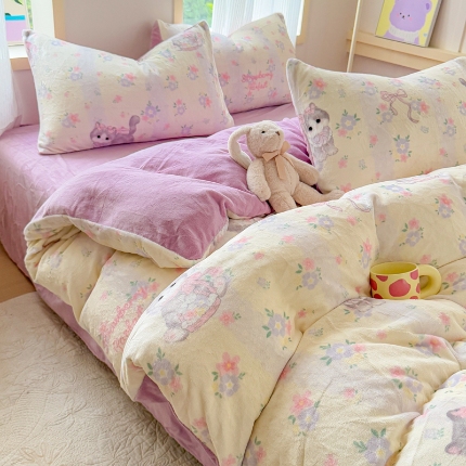 91家纺网 家纺一手货源 找家纺 2025牛奶绒四件套单被套软fufu网红爆款牛奶绒小红书推荐