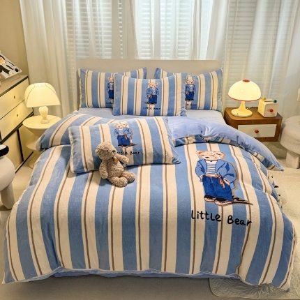 91家纺网 家纺一手货源 找家纺 （总）经年 2025爆款直播 高克重大版卡通牛奶绒四件套-