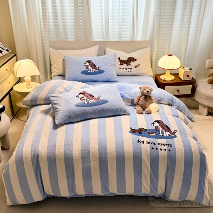 91家纺网 家纺一手货源 找家纺 （总）经年 2025爆款直播 高克重大版卡通牛奶绒四件套-