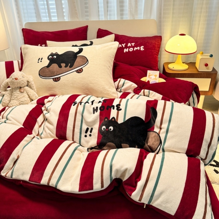 91家纺网 家纺一手货源 找家纺 （总）经年 2025爆款直播 高克重大版卡通牛奶绒四件套-