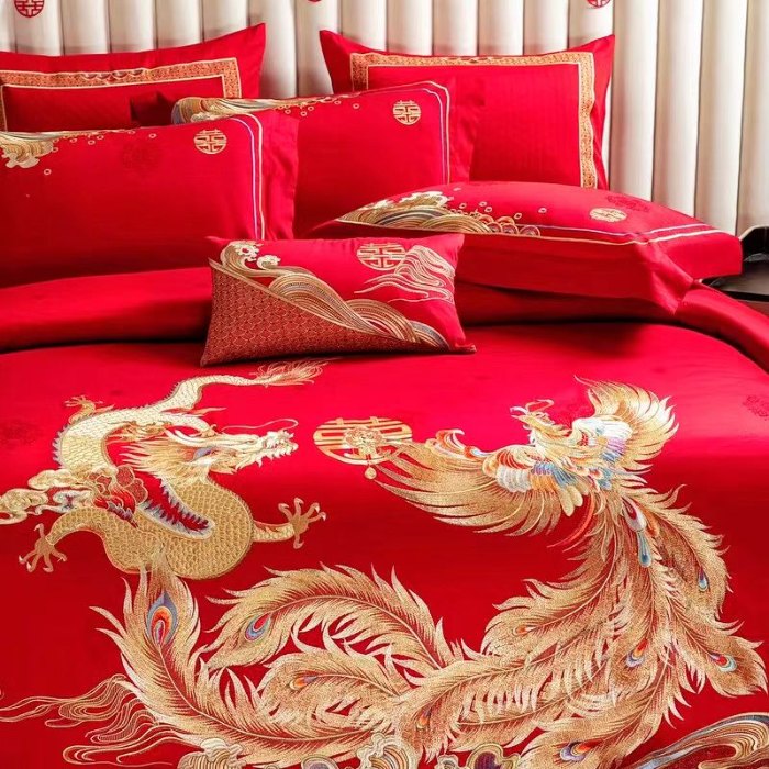 91家纺网 家纺一手货源 找家纺 梦丝语家纺婚庆四件套五件套六件套八件套10件套百支提花原版