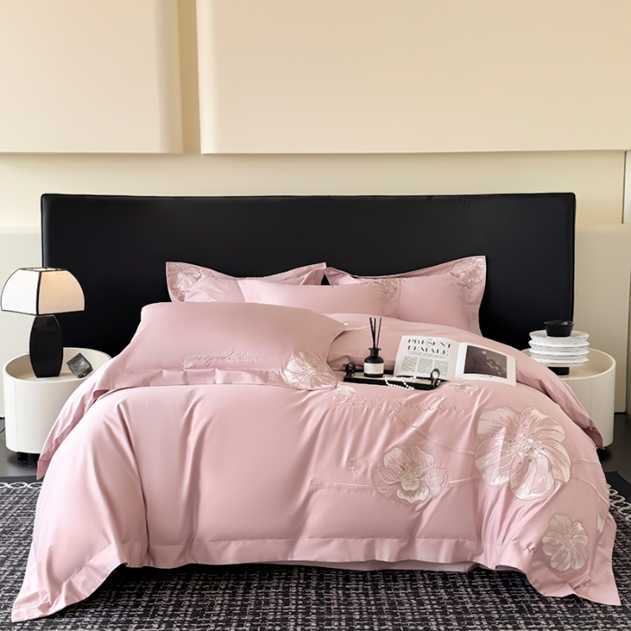 91家纺网 家纺一手货源 找家纺 （总）2025新款全棉长绒棉四件套刺绣高端轻奢床上用品-梦幻