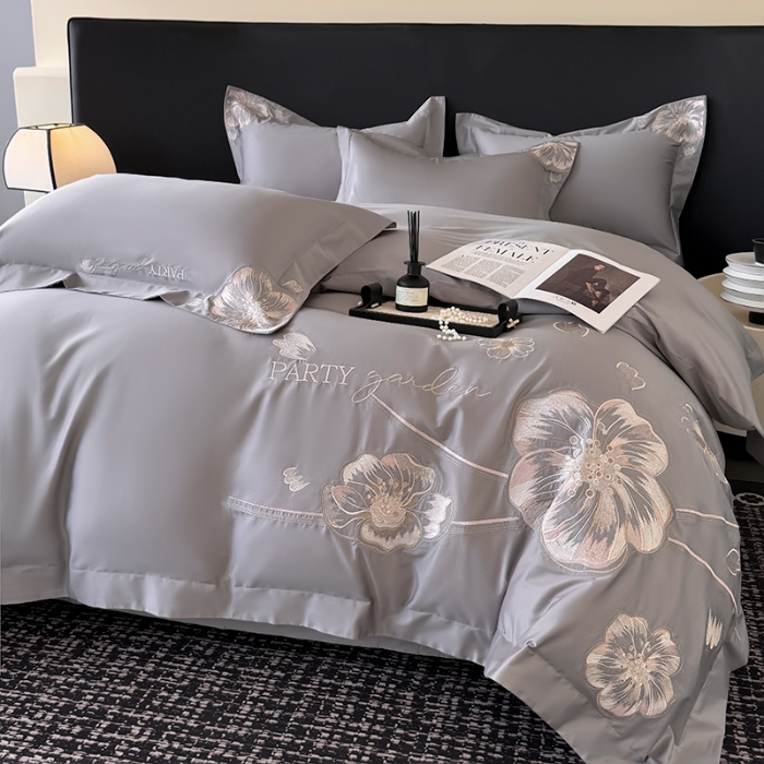 91家纺网 家纺一手货源 找家纺 （总）2025新款全棉长绒棉四件套刺绣高端轻奢床上用品-梦幻