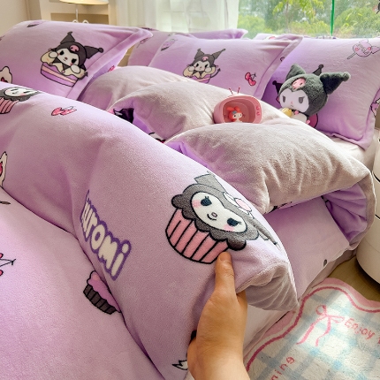 91家纺网 家纺一手货源 找家纺 （总）云恋家纺 2025新款卡通牛奶绒四件套珊瑚法兰绒床单床笠被套儿童床上用品冬季