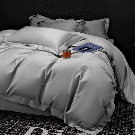 91家纺网 家纺一手货源 找家纺 （总）2025新款纯色长绒棉全棉纯棉轻奢四件套- 克里斯