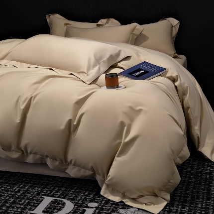 91家纺网 家纺一手货源 找家纺 （总）2025新款纯色长绒棉全棉纯棉轻奢四件套- 克里斯