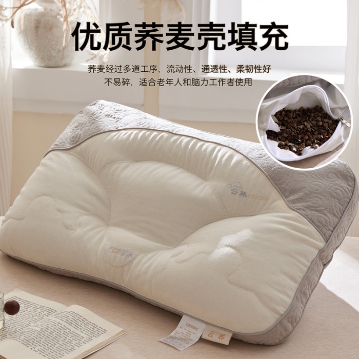 91家纺网 家纺一手货源 找家纺 （总）2026新款棉麻荞麦透气护颈枕芯甜荞麦学生成人明目枕芯酒店低平枕芯枕头