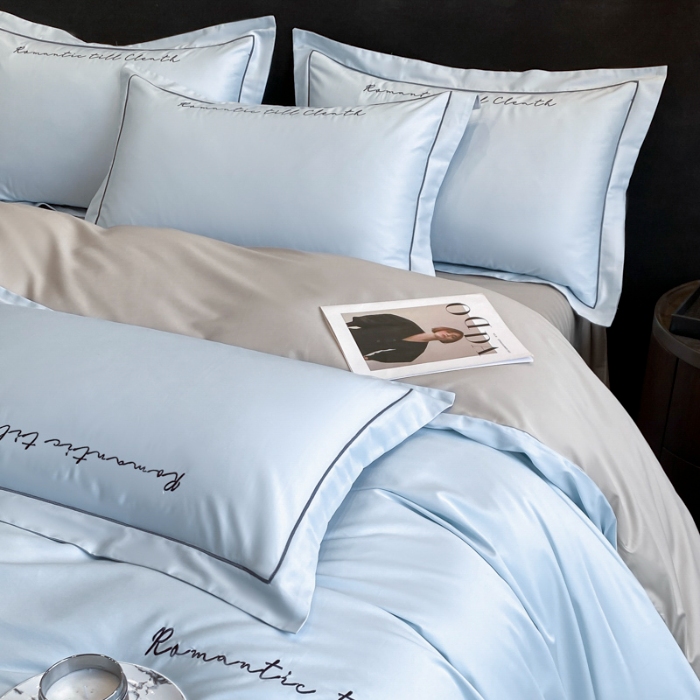 91家纺网 家纺一手货源 找家纺 （总）2025新款全棉长绒棉纯棉四件套刺绣简约 四件套