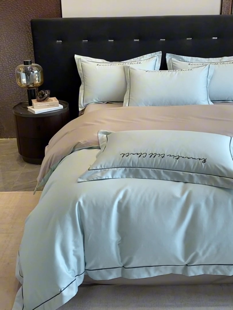 91家纺网 家纺一手货源 找家纺 （总）2025新款全棉长绒棉纯棉四件套刺绣简约 四件套