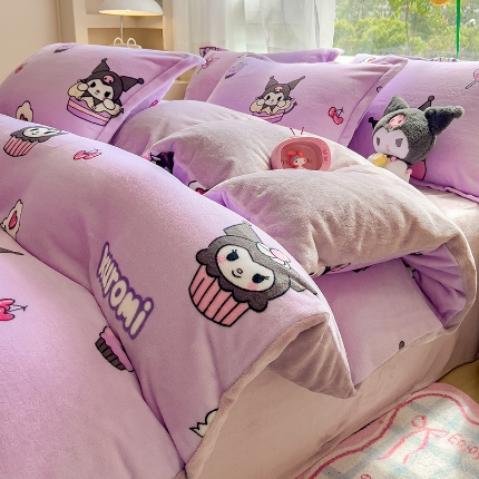91家纺网 家纺一手货源 找家纺 （总）2025新款卡通牛奶绒四件套珊瑚法兰绒床单床笠被套儿童床上用品冬季 