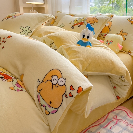91家纺网 家纺一手货源 找家纺 （总）2025新款卡通牛奶绒四件套珊瑚法兰绒床单床笠被套儿童床上用品冬季 