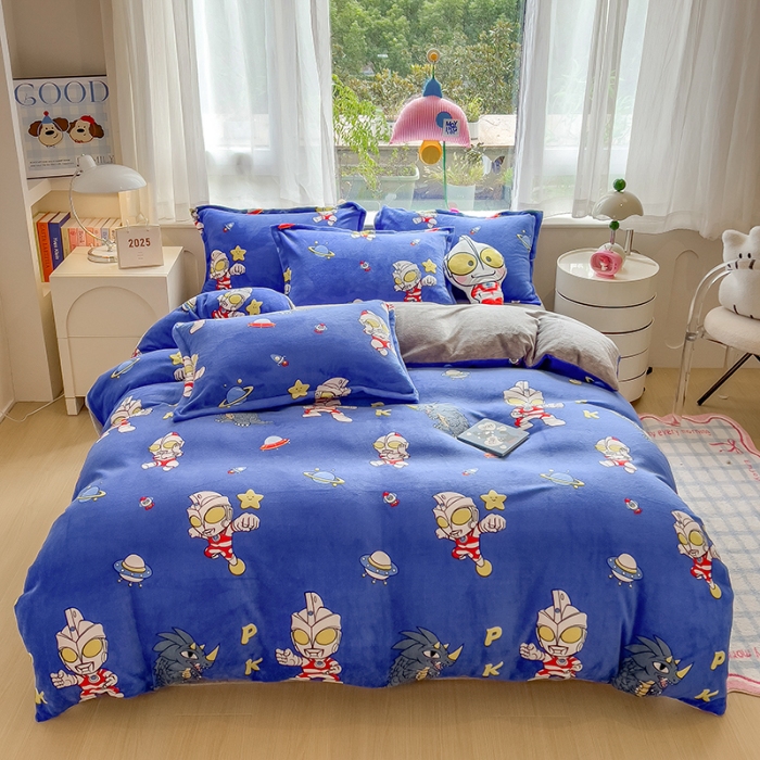 91家纺网 家纺一手货源 找家纺 （总）2025新款卡通牛奶绒四件套珊瑚法兰绒床单床笠被套儿童床上用品冬季 