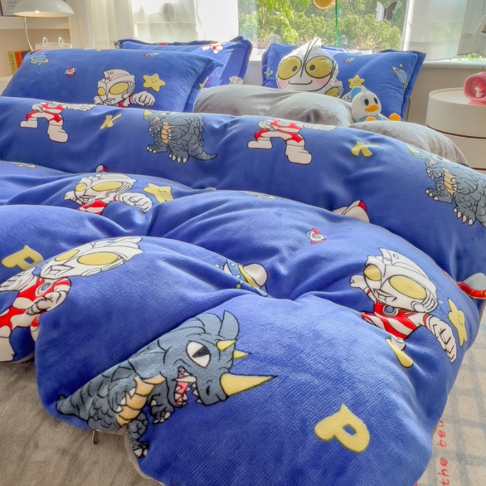 91家纺网 家纺一手货源 找家纺 （总）2025新款卡通牛奶绒四件套珊瑚法兰绒床单床笠被套儿童床上用品冬季 