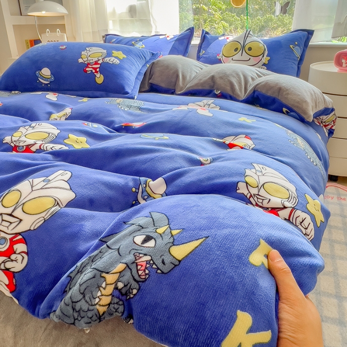 91家纺网 家纺一手货源 找家纺 （总）2025新款卡通牛奶绒四件套珊瑚法兰绒床单床笠被套儿童床上用品冬季 