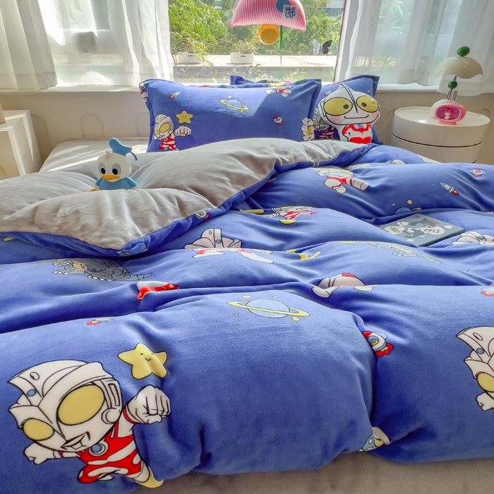 91家纺网 家纺一手货源 找家纺 （总）2025新款卡通牛奶绒四件套珊瑚法兰绒床单床笠被套儿童床上用品冬季 