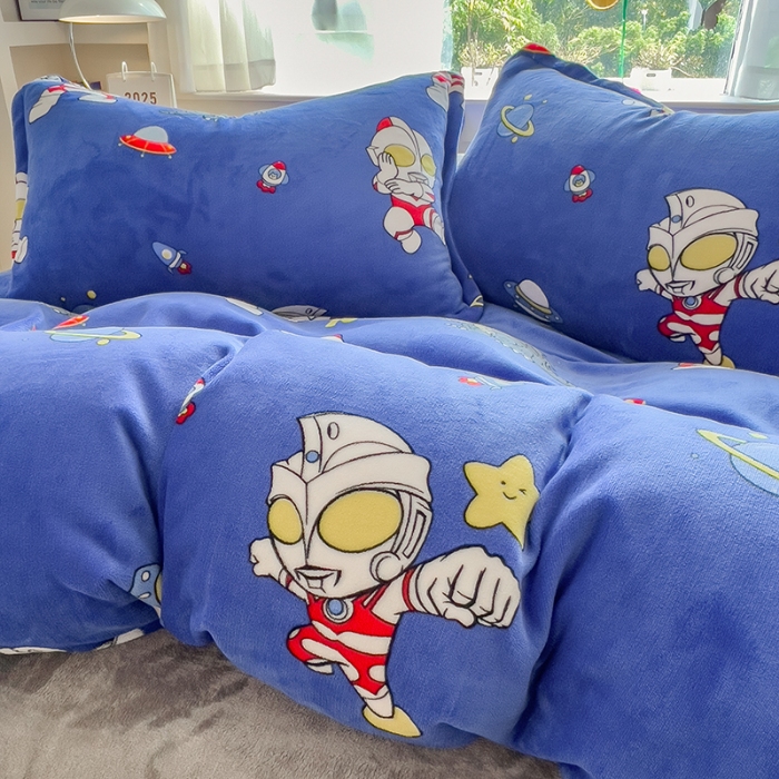 91家纺网 家纺一手货源 找家纺 （总）2025新款卡通牛奶绒四件套珊瑚法兰绒床单床笠被套儿童床上用品冬季 