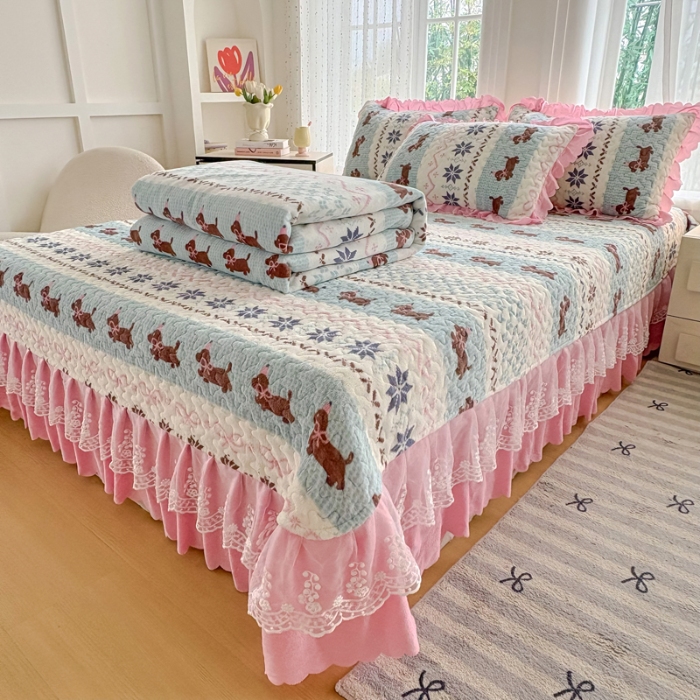 91家纺网 家纺一手货源 找家纺 （总）2025新款牛奶绒床盖四件套床上绒四件套