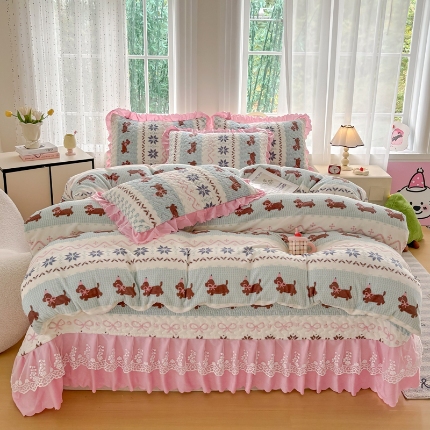 （总）2025新款牛奶绒床盖四件套床上绒四件套