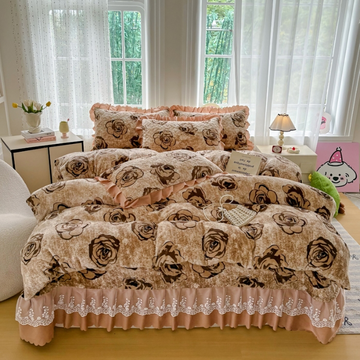 91家纺网 家纺一手货源 找家纺 （总）2025新款牛奶绒床盖四件套床上绒四件套