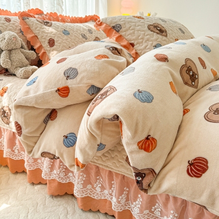 91家纺网 家纺一手货源 找家纺 （总）2025新款牛奶绒床盖四件套床上绒四件套