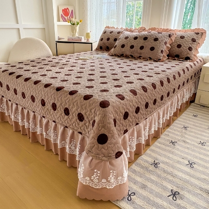 2025新款牛奶绒床盖四件套床上绒四件套 圆点